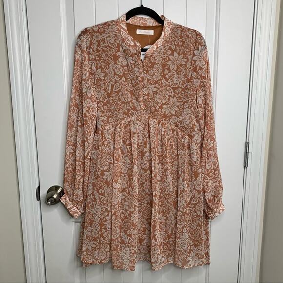 Ces Femme bohemian floral long sleeves autumn chiffon tunic - Picture 2 of 11